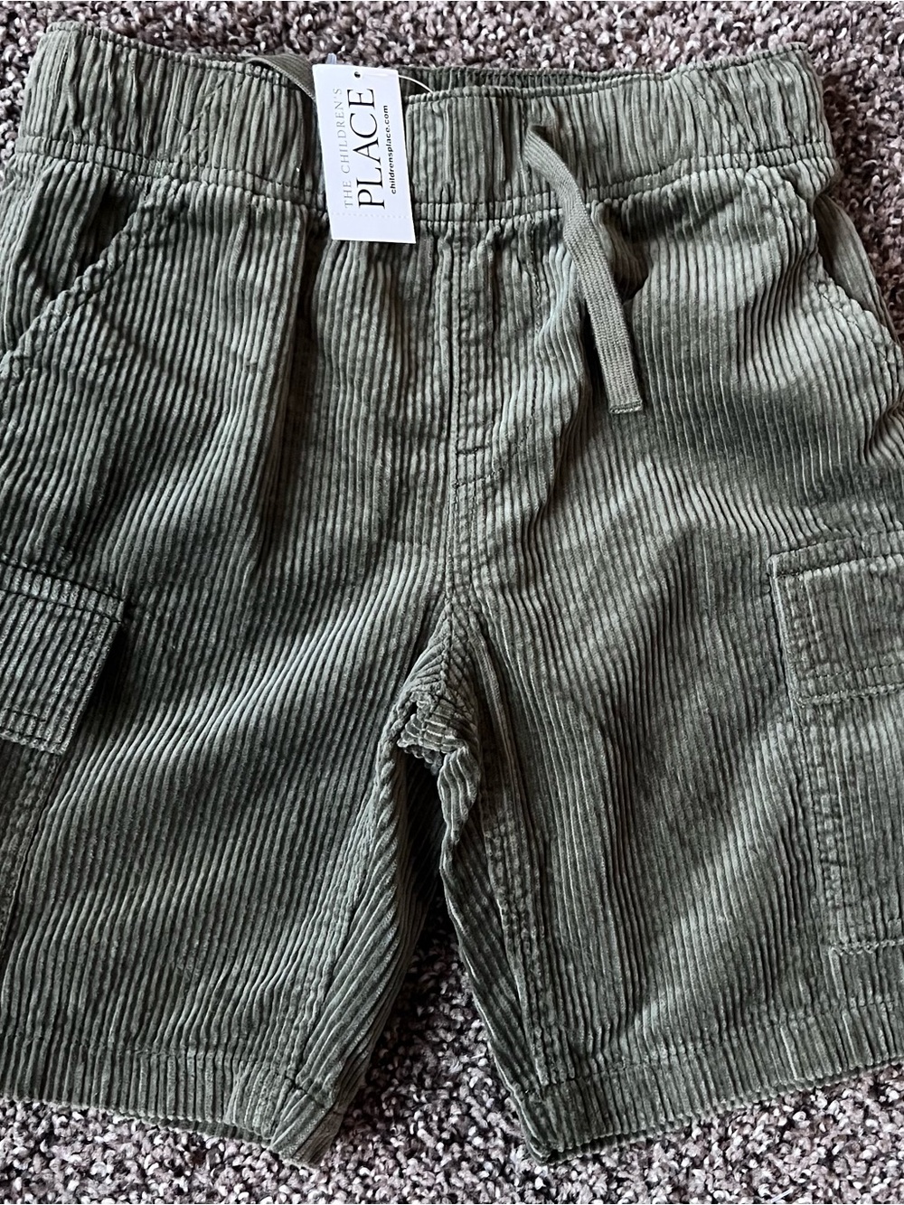 Place Olive Green Corduroy Cargo Shorts with Drawstring
